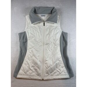 Columbia Vest Quilted Women's White Full Zip Lightweight Medium Hiking Outdoors